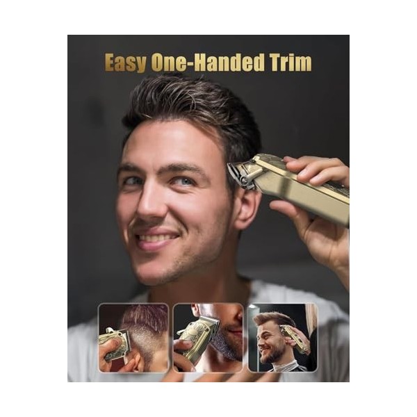 Tondeuse à barbe professionnelle sans fil pour homme - Lames en T - Toilettage à tête chauve - Tondeuse à cheveux avec 180 mi