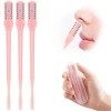 Lot de 3 tondeuses nasales rotatives à 360°, 2 en 1 double face, outil dépilation manuel portable pour homme et femme rose 