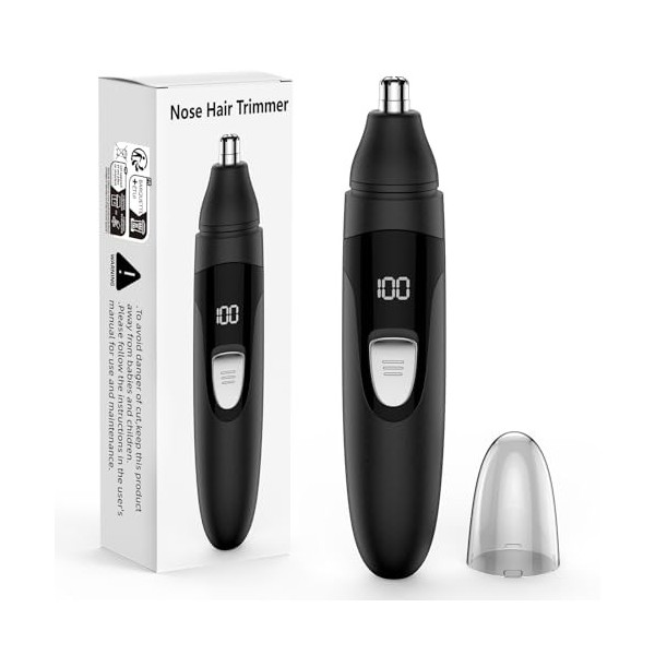 Tondeuse à poils de nez, rechargeable sans fil indolore oreille,pour homme et femme, voyant lumineux, lames à double bord pou
