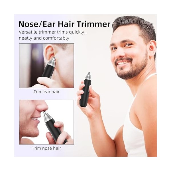 Tondeuse pour les poils du nez, tondeuse professionnelle indolore pour les oreilles et le visage, rechargeable par Type-C, av