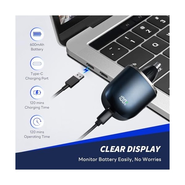 Tondeuse auriculaire et nasale pour hommes, tondeuse professionnelle 3 en 1 pour les sourcils et le visage sans douleur, ipx7