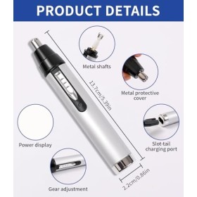 TIDEVAN 4-en-1 Tondeuse Nez Tondeuse Nez Oreilles Homme Rasoir Nez Homme USB Rechargeable Tondeuse Nez, Étanchéité IPX7, pour