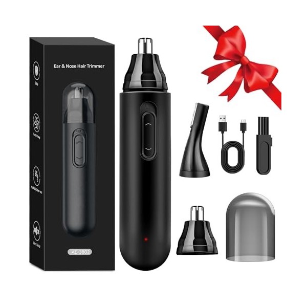 Tondeuse Nez,Tondeuse Nez Rechargeable par USB, Étanche IPX7, pour Tailler Les Poils du Nez, Des Oreilles et Des Sourcils,pou