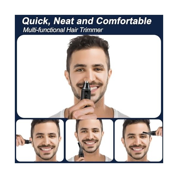 Tondeuse Nez,Tondeuse Nez Rechargeable par USB, Étanche IPX7, pour Tailler Les Poils du Nez, Des Oreilles et Des Sourcils,pou