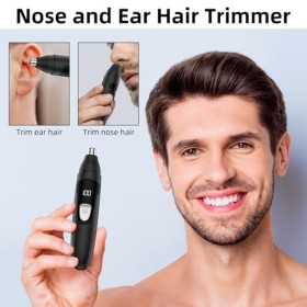Tondeuse pour les poils du nez, tondeuse professionnelle indolore pour les oreilles et le visage, rechargeable par Type-C, av
