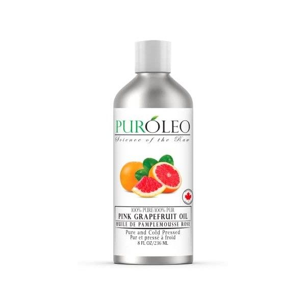 PUROLEO Pink Grapefruit Essential Oil 8 Fl Oz/236 ML Made In Canada 100% Pure and Natural, Cold Pressed from Fresh Grapefru