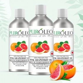 PUROLEO Pink Grapefruit Essential Oil 8 Fl Oz/236 ML Made In Canada 100% Pure and Natural, Cold Pressed from Fresh Grapefru
