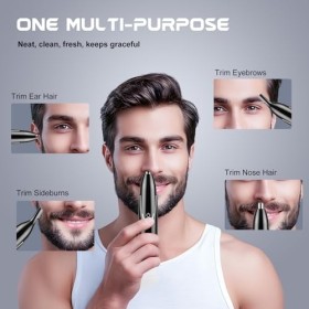 Tondeuse à poils doreille et nez – Tondeuse professionnelle indolore 2 en 1 pour sourcils et poils du visage pour homme et f