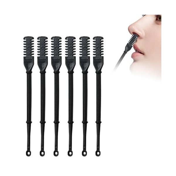 Lot de 6 coupe-poils nasaux, 2 en 1 pour homme et femme, tondeuse manuelle rotative à 360 ° avec lame double face et cure-ore