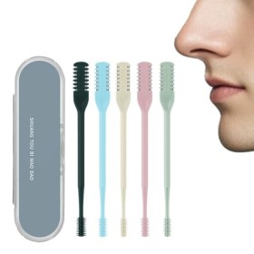 Fsahiuf Silkslide Tondeuse nasale double face sans électricité pour homme et femme 2 en 1 5 couleurs