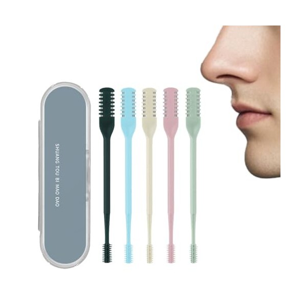 Fsahiuf Silkslide Tondeuse nasale double face sans électricité pour homme et femme 2 en 1 5 couleurs