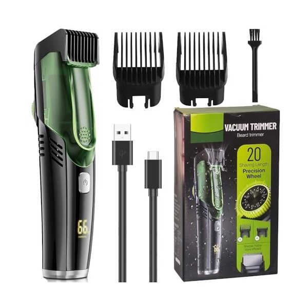 DAJASD Tondeuse à barbe professionnelle tout-en-un pour homme, avec 2 peignes, IPX6 étanche pour homme, prend en charge 20 lo