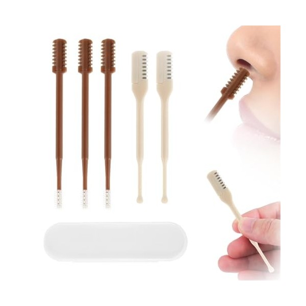 5pcs Tondeuse à Poils de Nez 2 en 1, Double Face et Simple Face Rasoirs à Poils de Nez Rotation à 360 Degrés Coupe-Poils Nasa