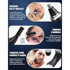 Tondeuse Nez, 3 en 1 Tondeuse Nez Oreilles Homme, Indolore Rasoir Nez Homme, USB Rechargeable Tondeuse Nez Homme pour le Nez,