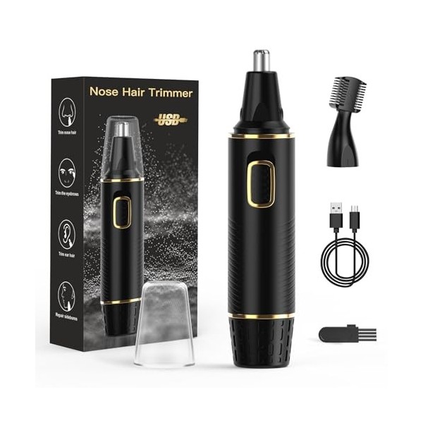 Brigin Tondeuse à cheveux pour le nez professionnel sans douleur rechargeable étanche IPX7 et facile à nettoyer,Rechargeable