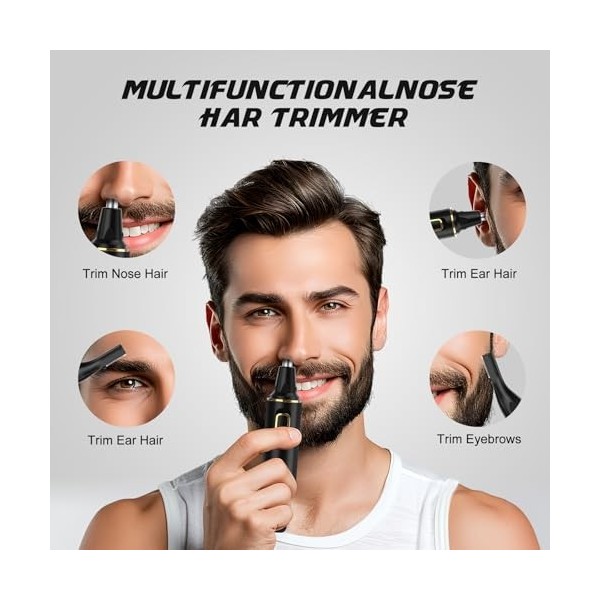 Brigin Tondeuse à cheveux pour le nez professionnel sans douleur rechargeable étanche IPX7 et facile à nettoyer,Rechargeable