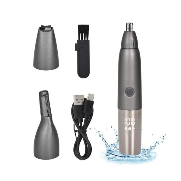 Tondeuse Nez, Épilateur Nez Lavable et Étanche, Tondeuse Électrique Multifonction 3-en-1 pour Hommes, USB Rechargeable, Rasoi