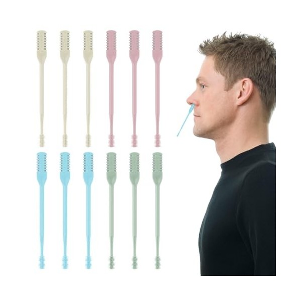 SPORWAY 12 pièces Tondeuse pour poils du nez : tondeuse à poils nasaux 2 en 1, tondeuse à poils nasales double face, tondeuse