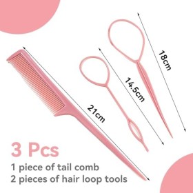 Lot de 3 outils de coiffure pour queue de rat, outil de tresse pour cheveux de queue de rat, outil de boucle de tresse frança