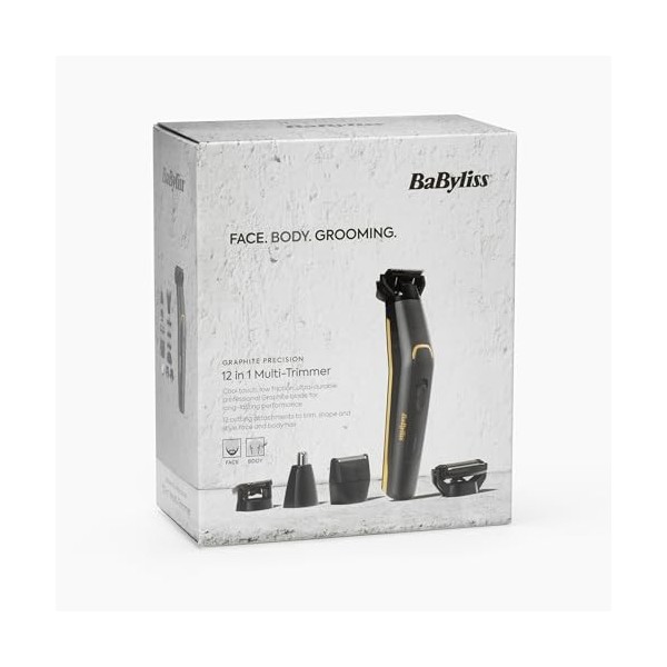 BaByliss - MT987E - Tondeuse multi-usages Graphite Precision 12 en 1- Sans fil - Lame en graphite ultra-durable - Waterproof 