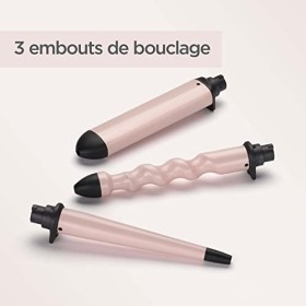 BaByliss - MS750E - Multistyler Curl and Wave Trio avec 3 embouts chauffants interchangeables torsadé, conique et ovale pour 