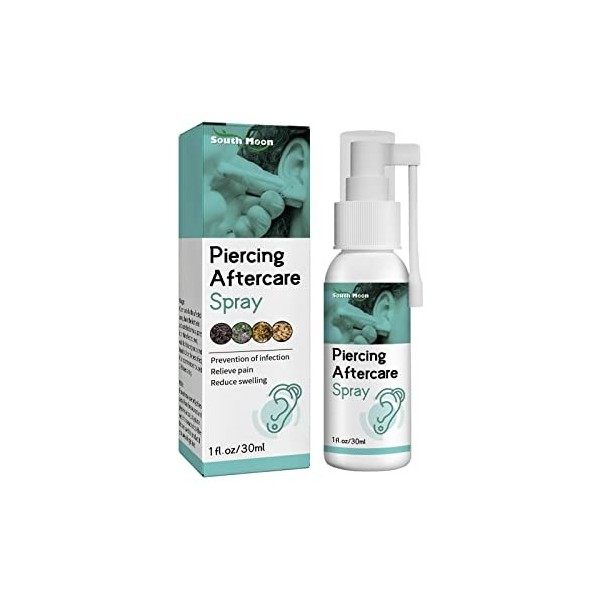 South Moon Piercing Aftercare Spray 1 fl.Oz/30 ml, nettoyant pour piercing, prévention des infections, soulage la douleur, ré