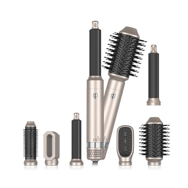 Brosse à cheveux 6 en 1 Airstyler automatique à air chaud - Sèche-cheveux - Fer à friser - Brosse volumisante pour le séchage