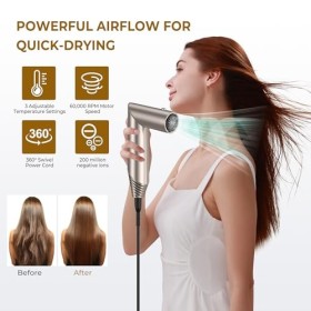 UKLISS Brosse Soufflante Ionique 6 en 1 Airstyler Sèche Cheveux 1000W Brosse Chauffante Brushing Boucleur a Cheveux Sèche Che