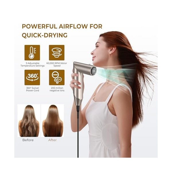 UKLISS Brosse Soufflante Ionique 6 en 1 Airstyler Sèche Cheveux 1000W Brosse Chauffante Brushing Boucleur a Cheveux Sèche Che