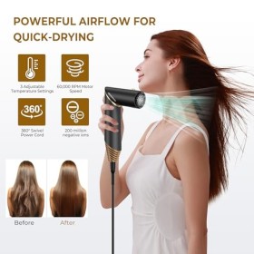 UKLISS Air Styler 5 en 1 Sèche Cheveux Ionique Brosse Soufflante Brosse Chauffante Brushing Boucleur a Cheveux Fer à Friser à