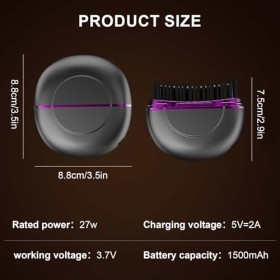 Brosse Lissante Sans Fil, 10s Lisseurs Voyage Portables, Brosse Lissante, Fer à Lisser pour Barbe, Mini Lisseu Rechargeable, 