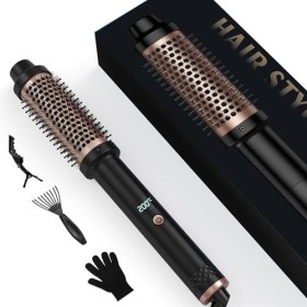 38MM Thermal Brush 3 en 1 Brosse thermique Heated Round Brush Affichage LCD 120-200℃, Augmenter le volume des cheveux, Boucle
