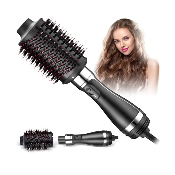 Journeyside Brosse Soufflante,One-step Sèche-cheveux Volumisant, 4-en-1 Brosse à air Chaud Grand, Brosse Cheveux Brushing Ele