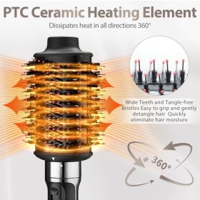 Journeyside Brosse Soufflante,One-step Sèche-cheveux Volumisant, 4-en-1 Brosse à air Chaud Grand, Brosse Cheveux Brushing Ele