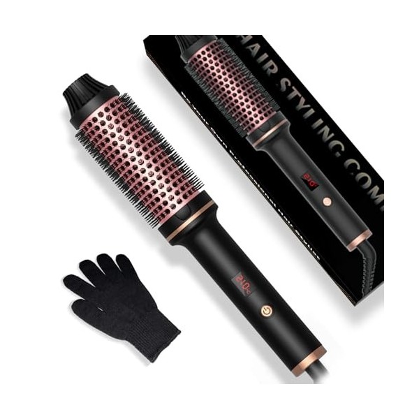 Brosse Thermique 3 en 1 Thermal Brush lonic Brosse Ronde Chauffante 38mm,Brosses Soufflantes avec Peigne Chauffant, Brosse Li