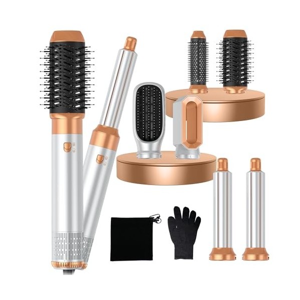 Air styler magic twist cheveux Hair Styler Avec 6 Accessoires, Seche Cheveux, Fer a Boucler, Brosse Soufflante, Brosse Lissan