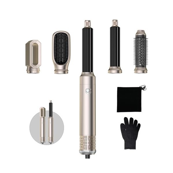 Air styler 5 en 1 magic twist cheveux Hair Styler Avec 5 Accessoires, Seche Cheveux, Fer a Boucler, Brosse Soufflante, Brosse