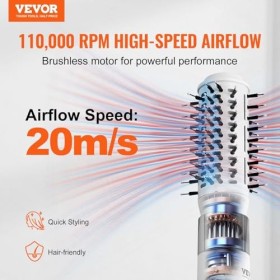 VEVOR Brosse Sèche-cheveux 1200 W Styler Multifonction Professionnel Ionique Air Chaud, avec 2 Brosses, 4 Températures 3 Vite