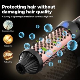 Thermal Brush, 38mm Brosse Thermique Brushing, 65W Ionic Brosse Chauffante, 120-200 ℃, écran LCD réglable, Brosse Chauffante,