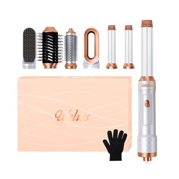 UKILSS 6 en 1 Air Styler Cheveux Luxe, Hair Styler Air Fer à Friser, Avec Brosse à Air Chaud Brosses Coiffage Massage Airbrus