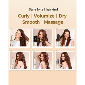 UKILSS 6 en 1 Air Styler Cheveux Luxe, Hair Styler Air Fer à Friser, Avec Brosse à Air Chaud Brosses Coiffage Massage Airbrus