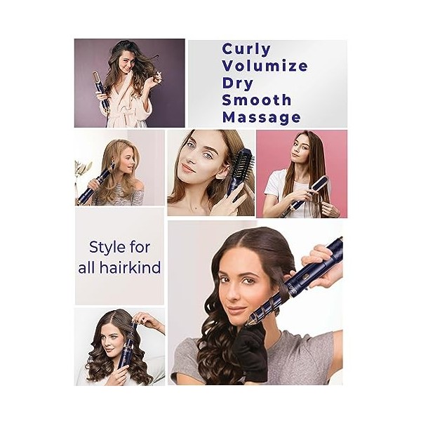 Airbrush 6 en 1, UKLISS Brosse Soufflante avec Boucleur A Air, Airbrush Cheveux, Seche Cheveux Boucleur, Brosse Souflante, Br