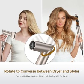 UKLISS Airstyler Sèche-cheveux Ionique 5 en 1 Brosse Soufflante avec Fer à Boucler à Air Multistyler Airbrush Brosse à Air Ch