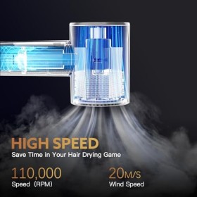 webeauty [5 en 1] Brosse ronde Soufflante & Air Styler, [110 000 RPM] Sèche-cheveux Ionique Haute Vitesse, séchage rapide, av