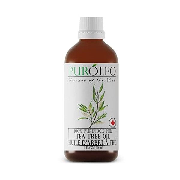 PUROLEO Tea Tree Essential Oil 4 Fl Oz/120 ML Made In Canada 100% Pure and Natural, Premium Quality Aromatherapy Oil for Di