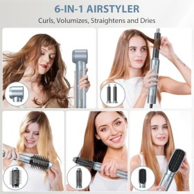 Air Styler 6 en 1 Hair Styler avec 110000 RPM 20m/s, 200 Millions dIons Seche Cheveux avec Fer A Boucler, Brosse Lissante, B