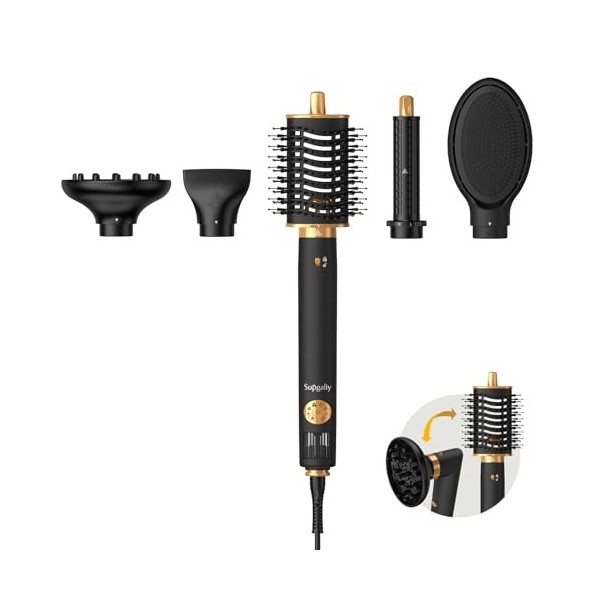 Supgaliy Air Styler 5 en 1 - Brosse Soufflante avec 1400W Sèche Cheveux, Hair Styler Multistyler set avec Boucleur Auto-Wrap,