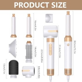 ZOYDP Brosse Soufflante 7 en 1, Air Styler Avec Brosses Électriques et Soufflantes, Diffuseur, Buse de Coiffage, 110,000 Tr/M