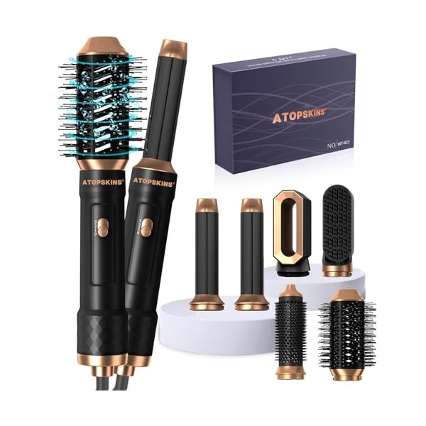 1000W Brosse Soufflante Brushing Set, 6 en 1 Air Styler Seche Cheveux, Brosse Chauffante, Brosse Soufflante,Air Fer À Boucler