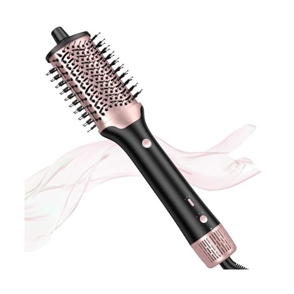 Slopehill Brosse Cheveux Haute Vitesse 100.000 tr/min,Brosse Soufflante 4 en 1,brosse à air chaud à ions 1400 W avec bouton d